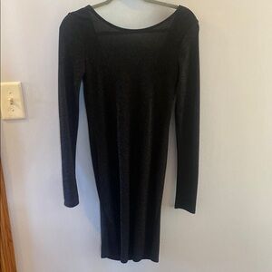 JustFab Black Bodycon Long Sleeve Cocktail Dress